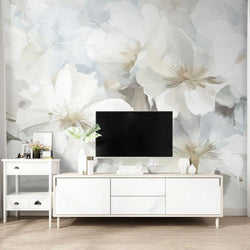 3D Wallpaper White Flower Design for Entertainment Wallpaper