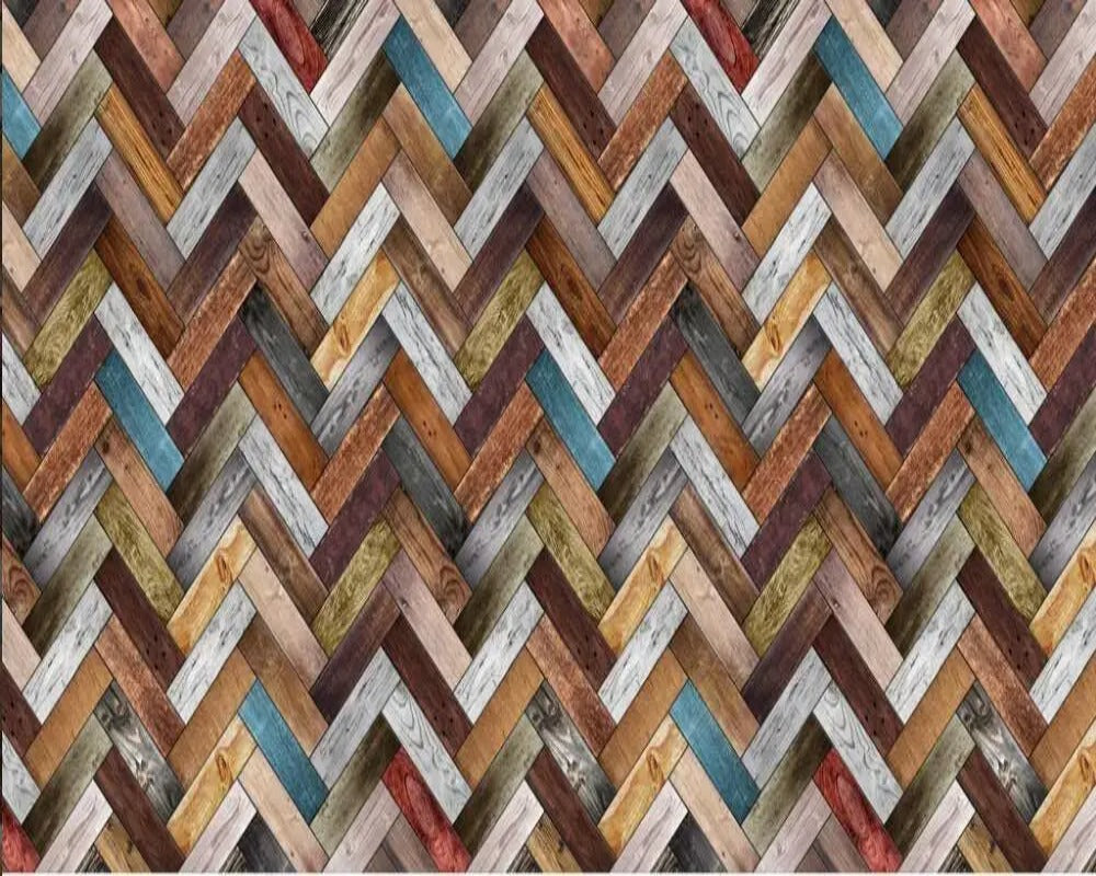 Colorful Wood Stripe 3D Wallpaper 