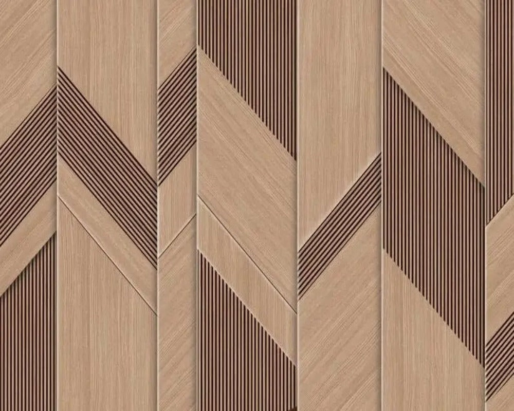 Wood Stripe & Wood Cladding 3D Wallpaper SKU# WAL0430