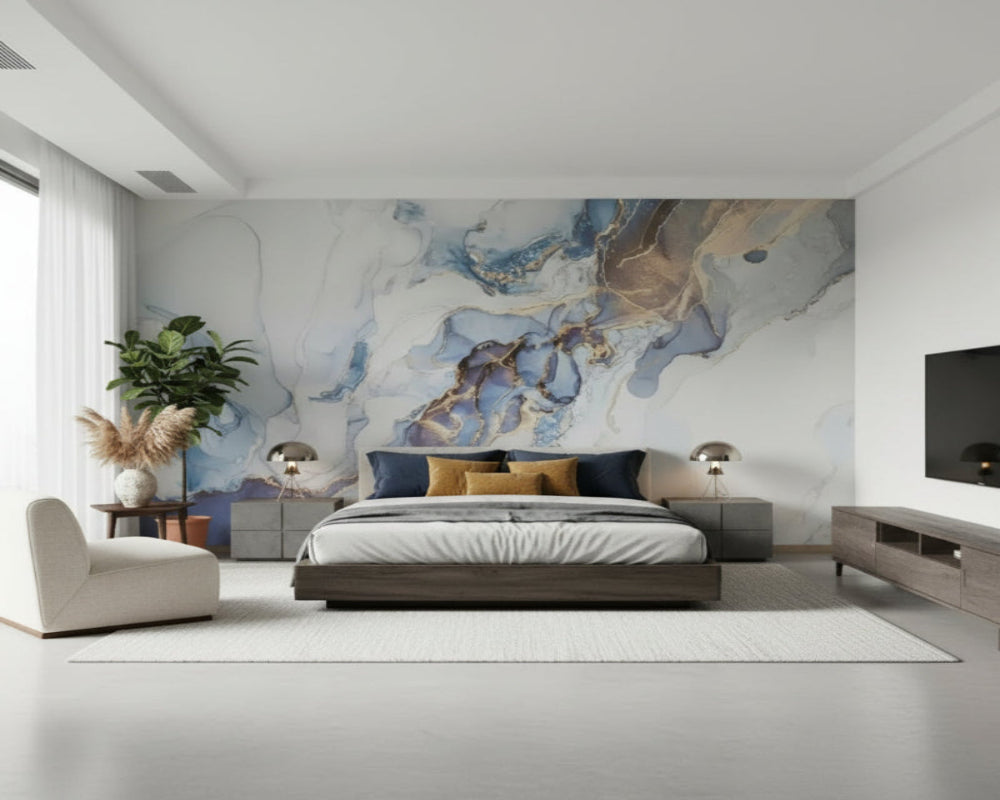 3D Wallpaper Azure Vein Marble