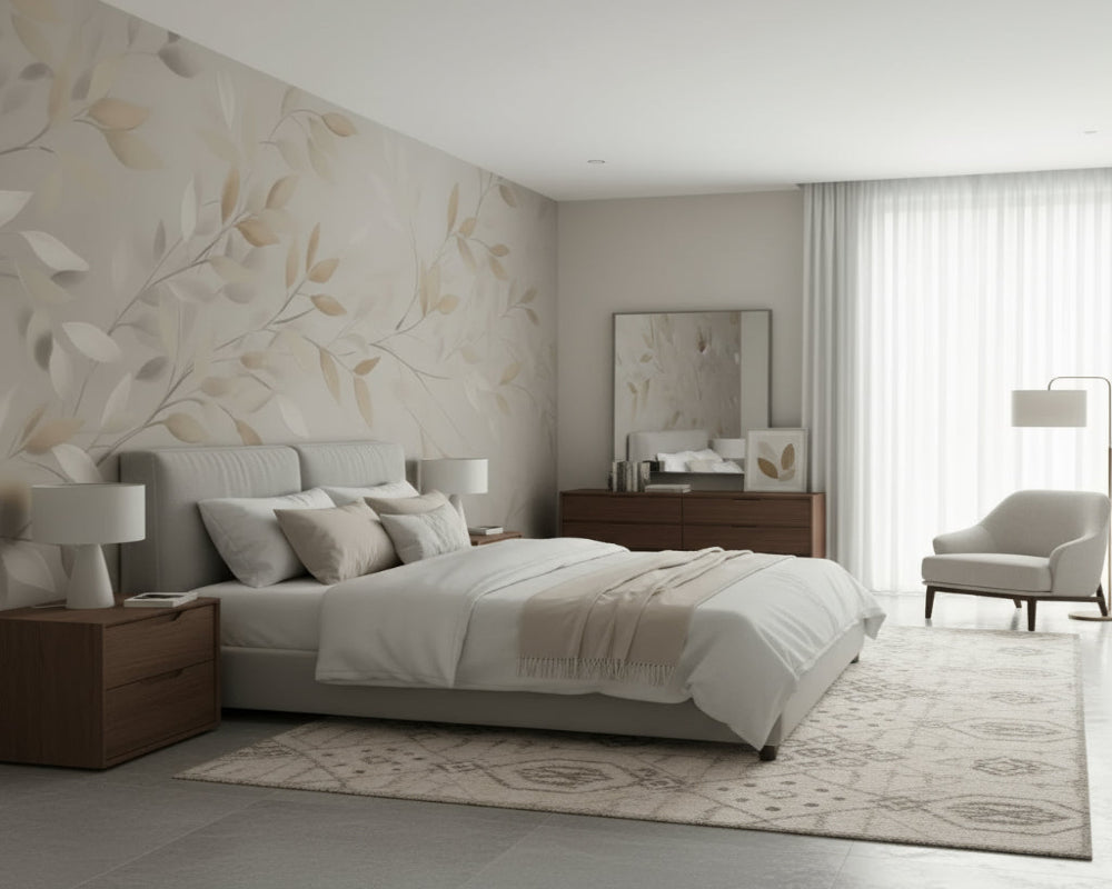 3D Wallpaper Ethereal Leaf Flow