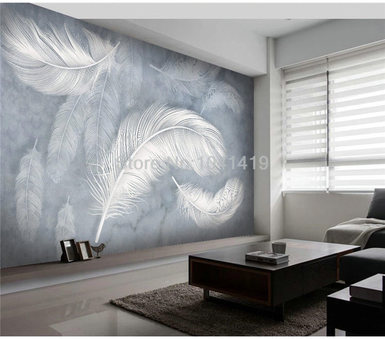 Designer 3D Wallpaper Fashion Feather for Wall Covering for Living Room