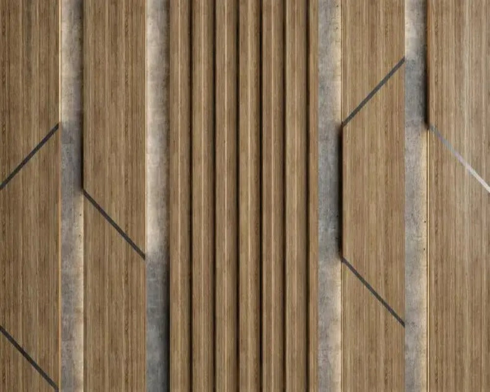 3D Wallpaper Wood Stripe & Wood Cladding