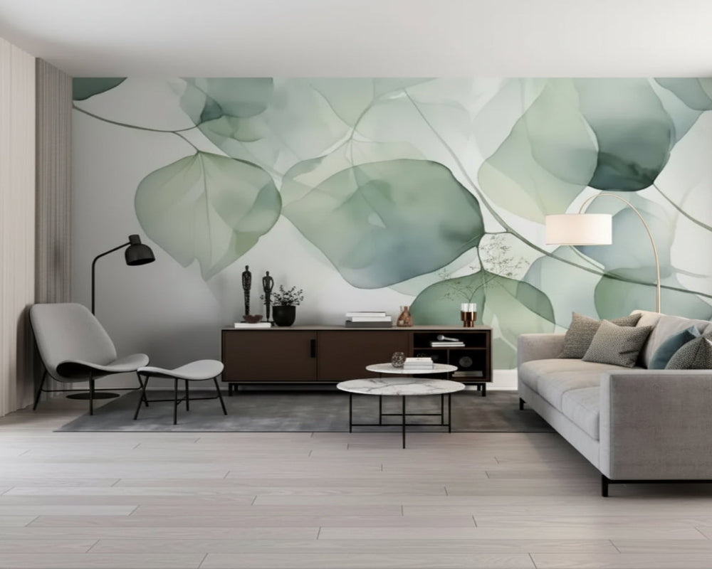 3D Wallpaper Serene Green Leaf
