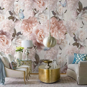 3D Wallpaper Flower with Butterfly Design for Living Room Wallpaper