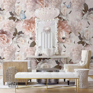 3D Wallpaper Flower with Butterfly Design for Wall Accent