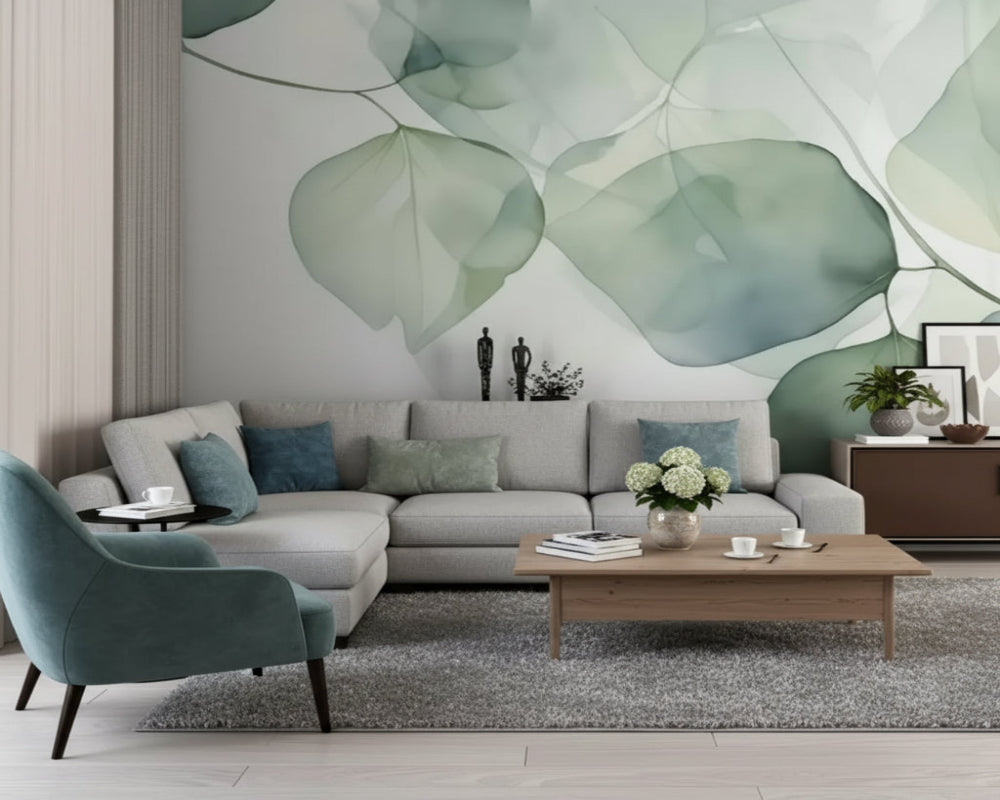 3D Wallpaper Serene Green Leaf