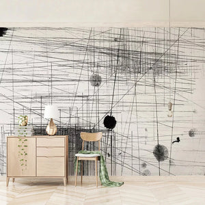 Wallpaper Abstract White & Black Stripe Lines for Wall Accent