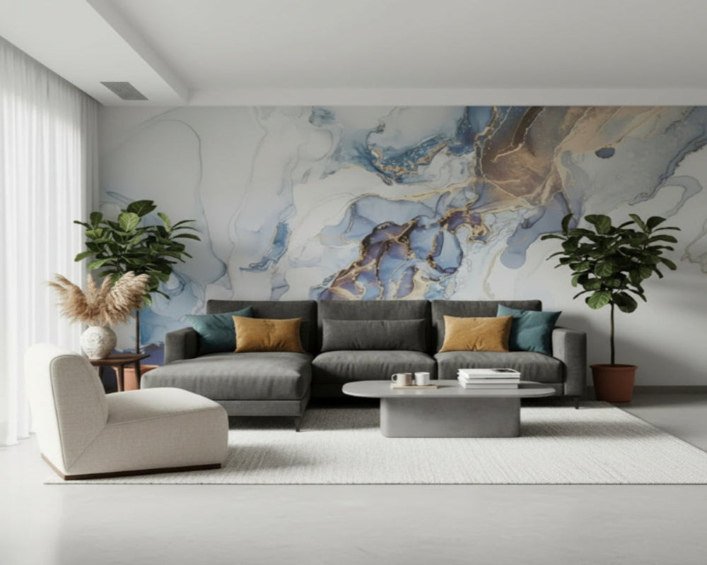 3D Wallpaper Azure Vein Marble