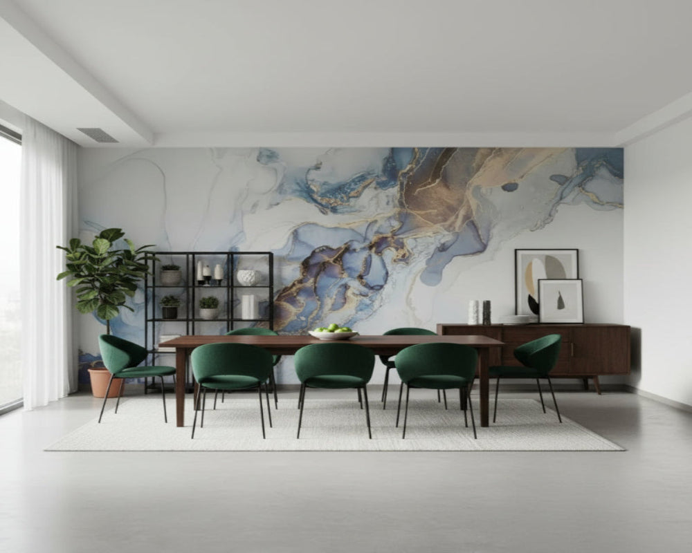 3D Wallpaper Azure Vein Marble