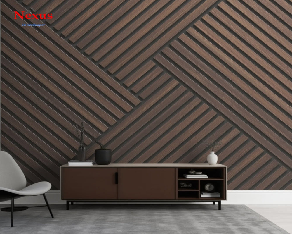 3D Wallpaper Urban Slat Geometry