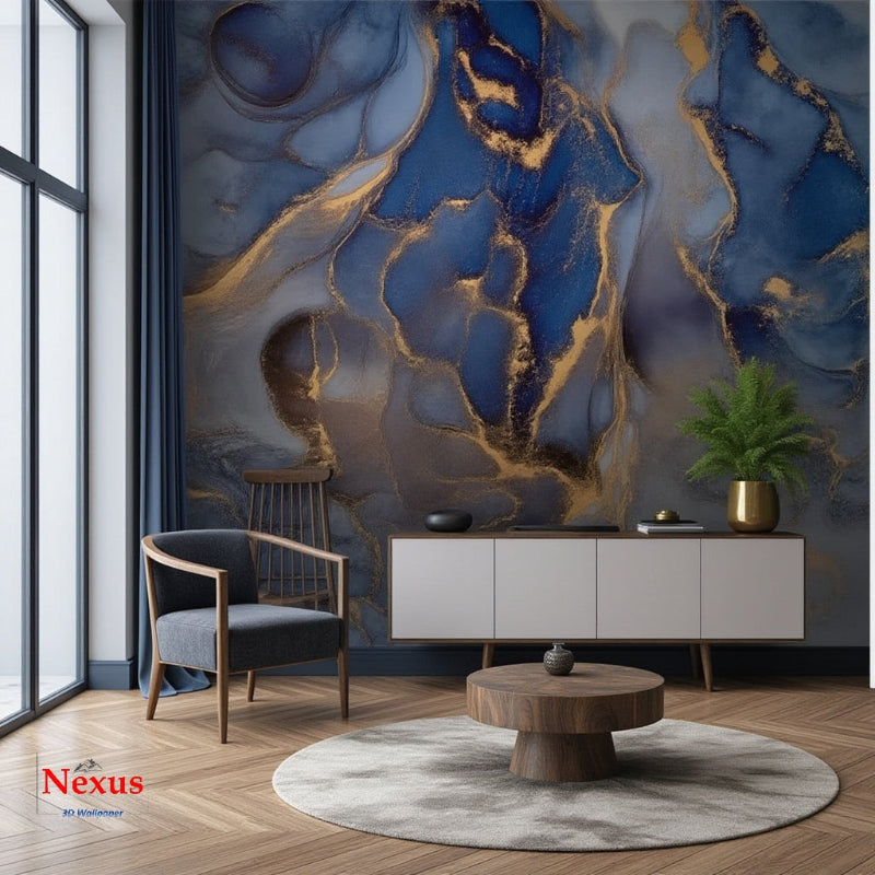 Marble Wallpaper Sapphire Ember Flow