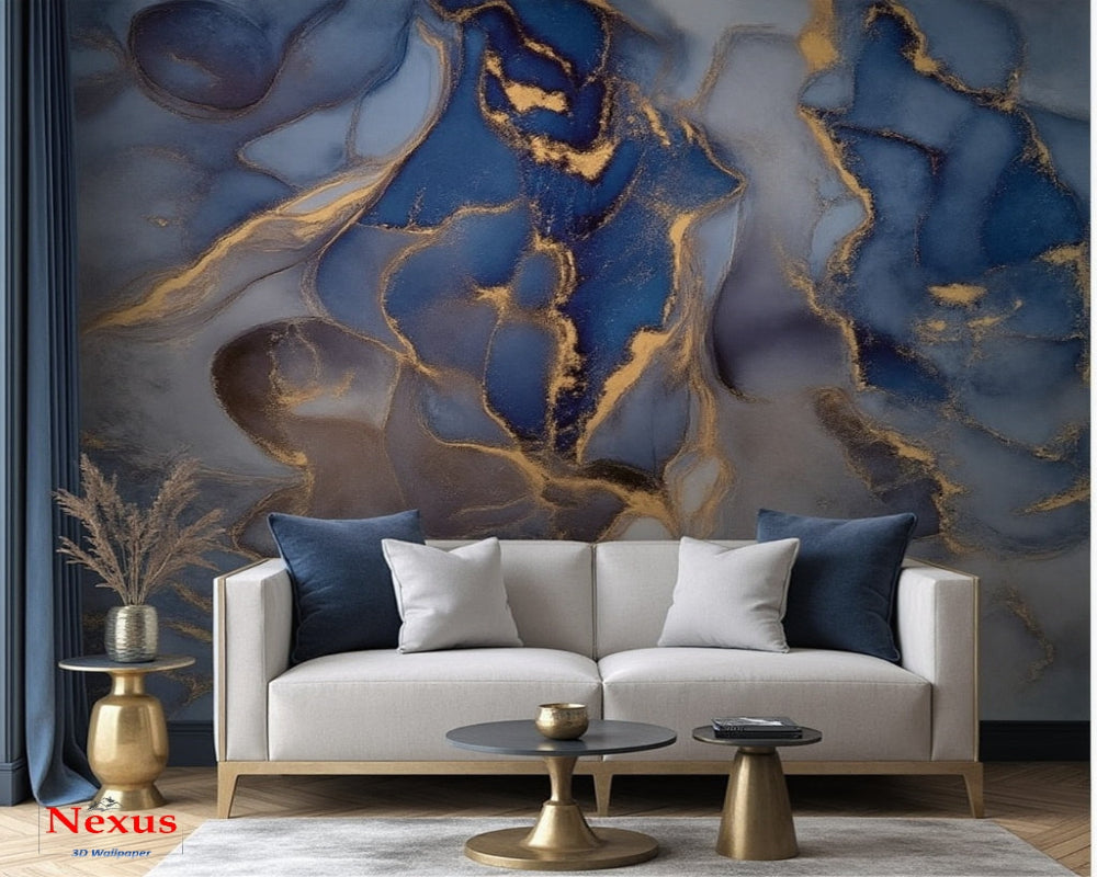 Marble Wallpaper Sapphire Ember Flow