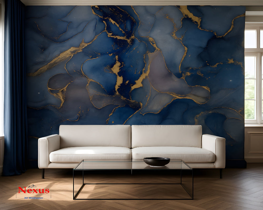 Marble Wallpaper Sapphire Ember Flow