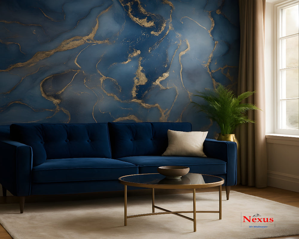 Marble Wallpaper Sapphire Ember Flow