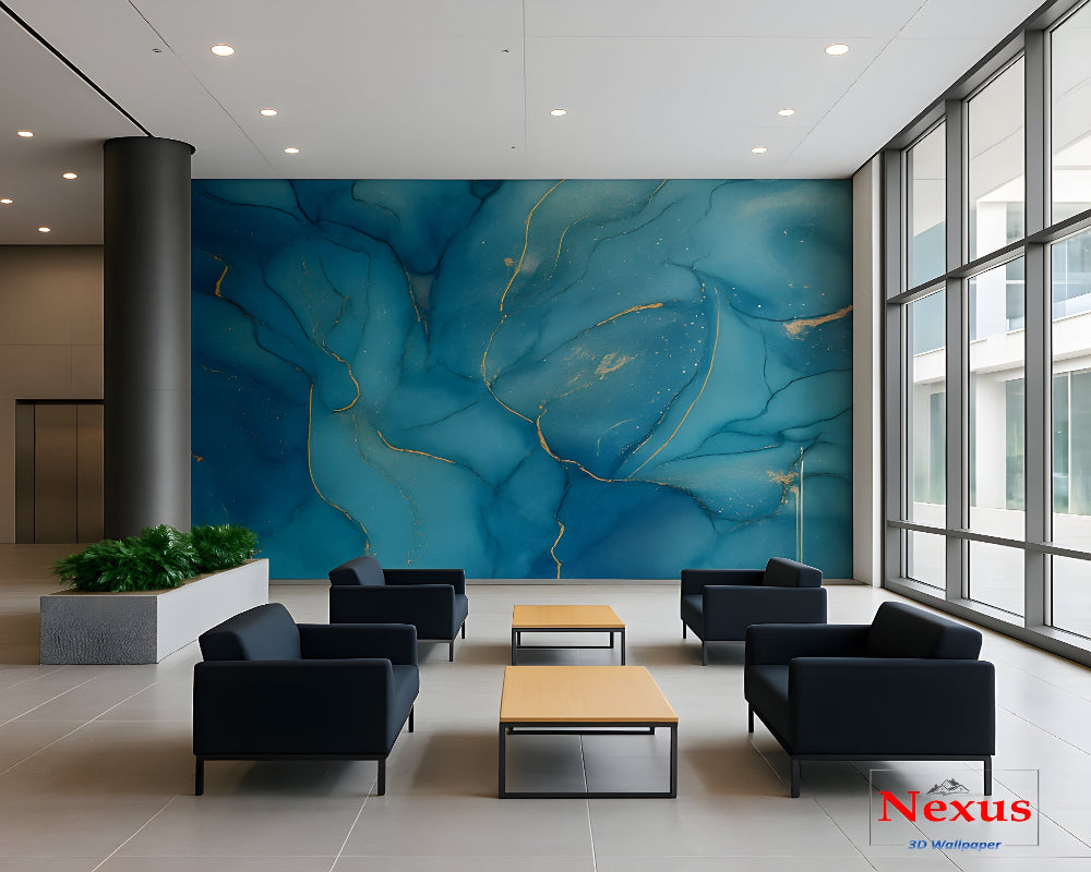 3D Wallpaper Blue Quartz Luxe