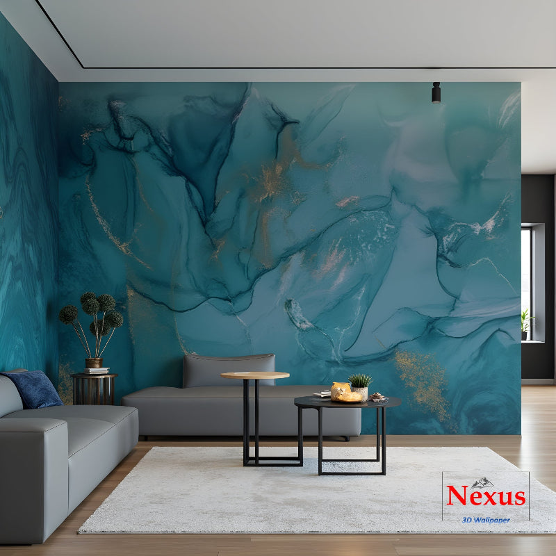 3D Wallpaper Blue Quartz Luxe