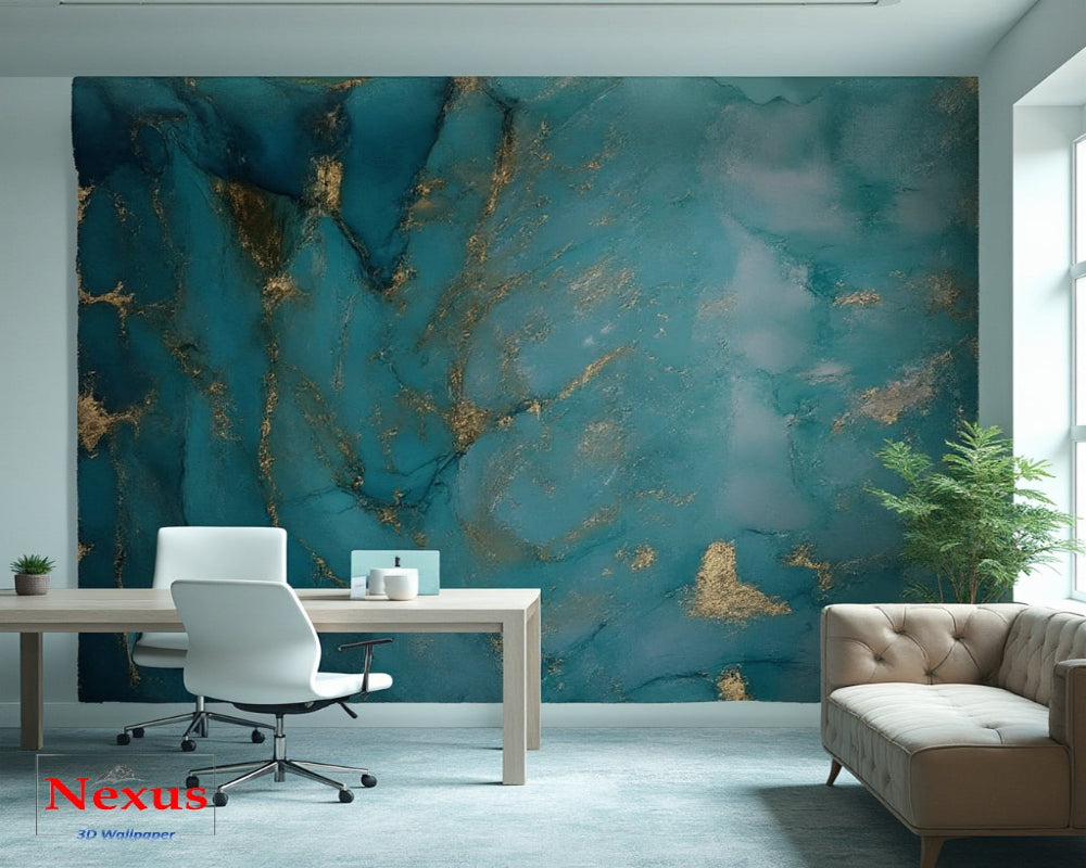 3D Wallpaper Blue Quartz Luxe