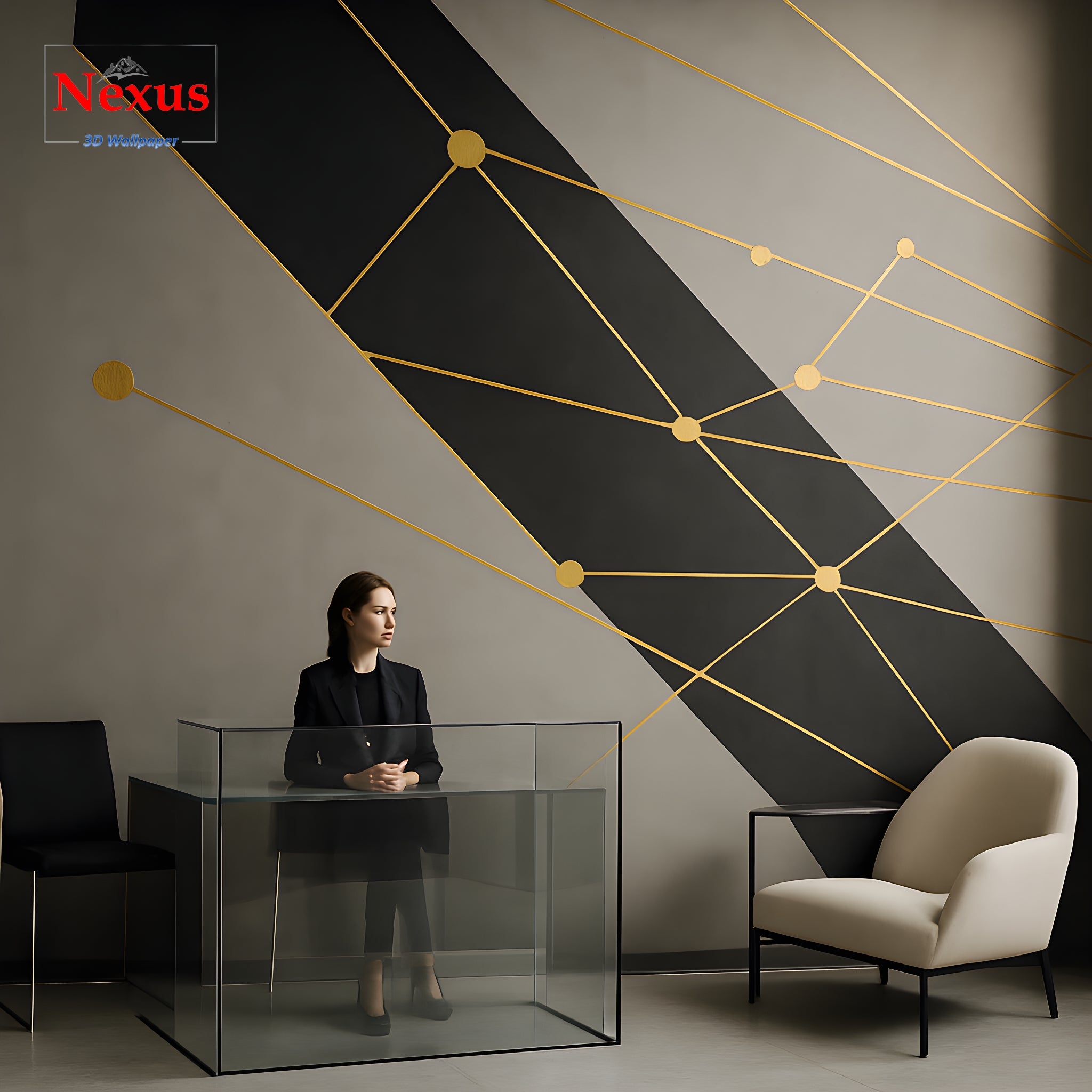 3D Wallpaper Golden Network