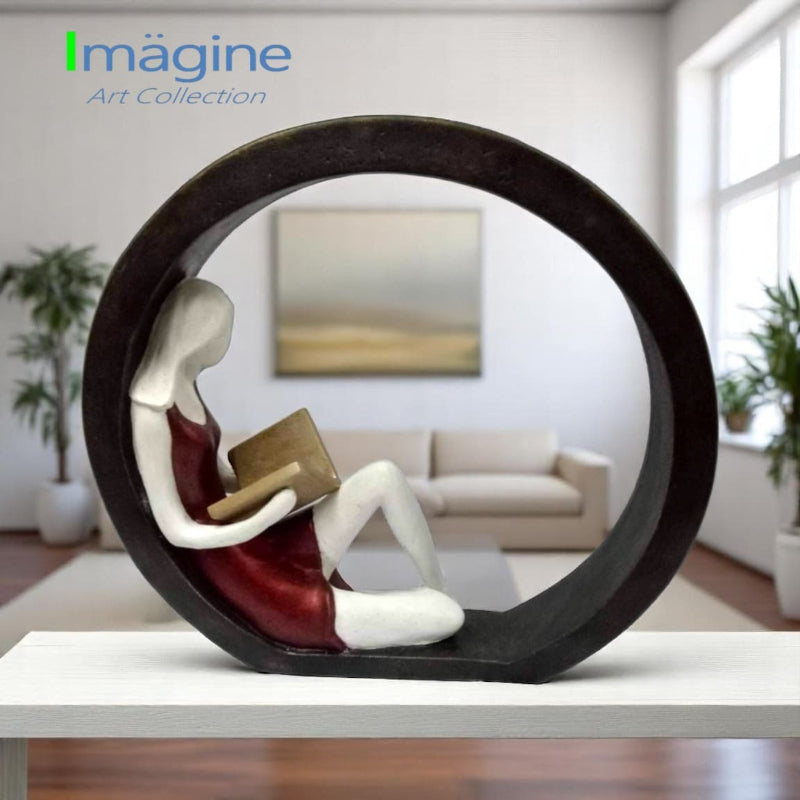 Reading in Rhythm Stonecast Sculpture Figurine
