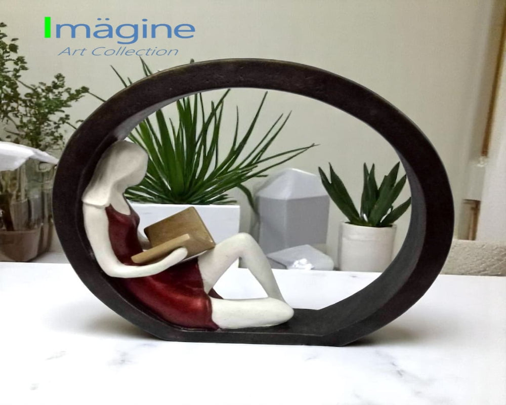 Reading in Rhythm Stonecast Sculpture Figurine