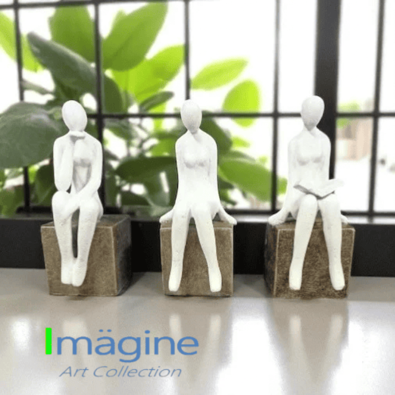 Trio of Modern Grace Stonecast Sculpture Figurine
