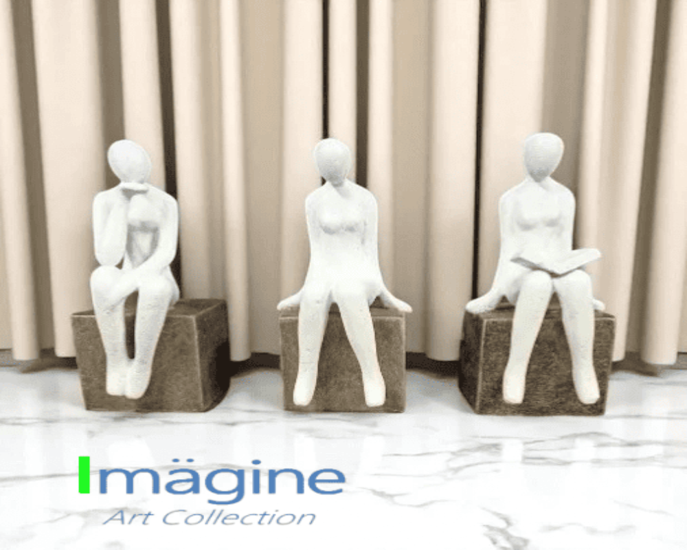 Trio of Modern Grace Stonecast Sculpture Figurine