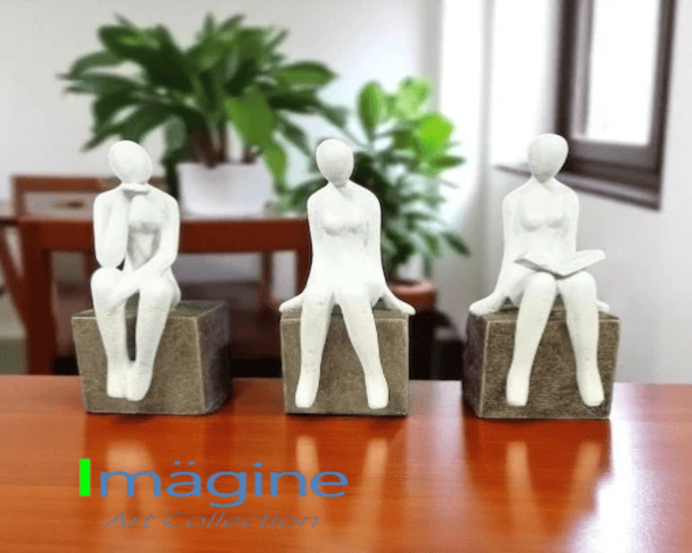 Trio of Modern Grace Stonecast Sculpture Figurine