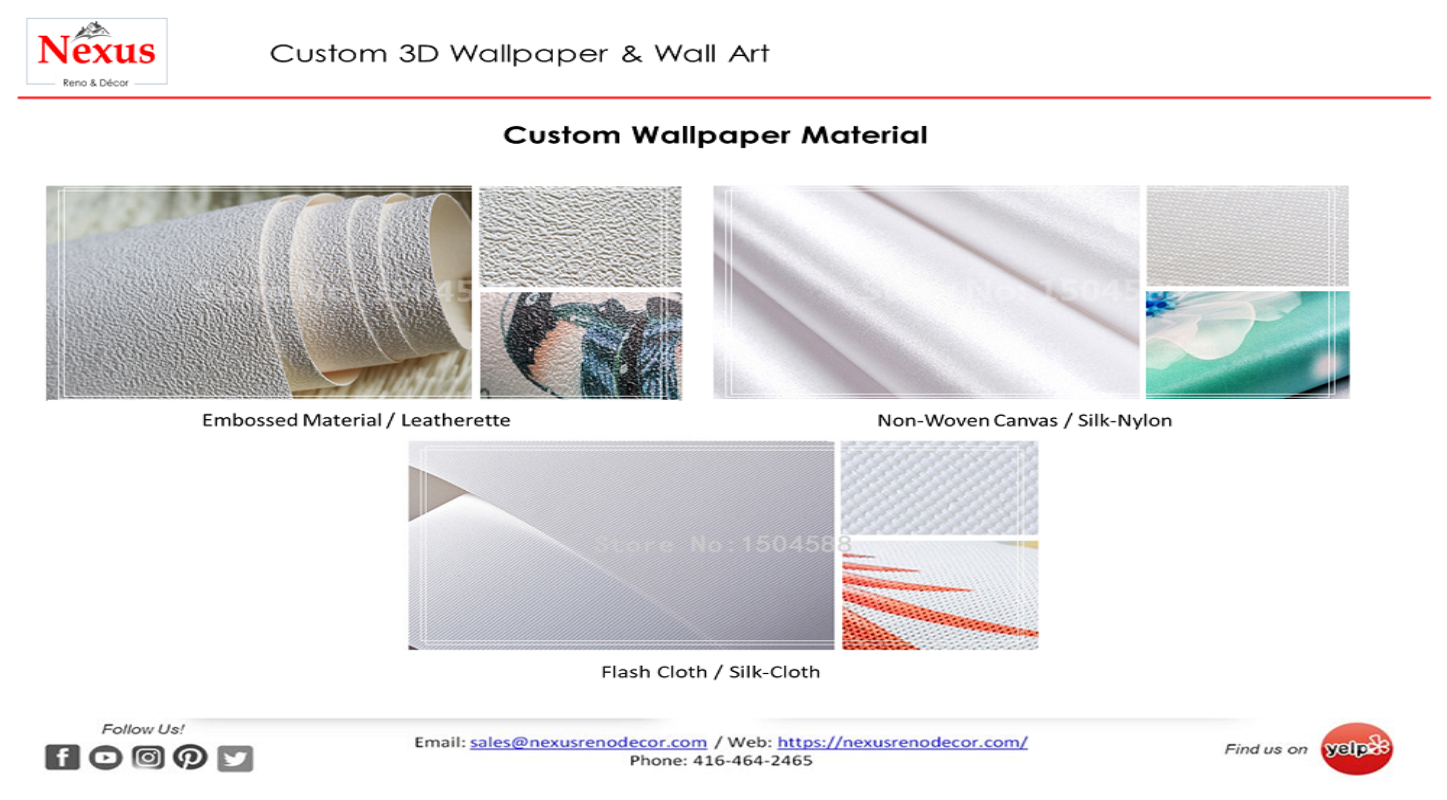 Wallpaper Material Types: Embossed Wallpaper, Non Woven Wallpaper, Flash or Silk Wallpaper