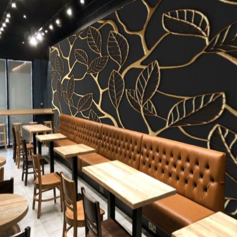 Golden Leaves Wallpaper for Restaurant Wallpaper