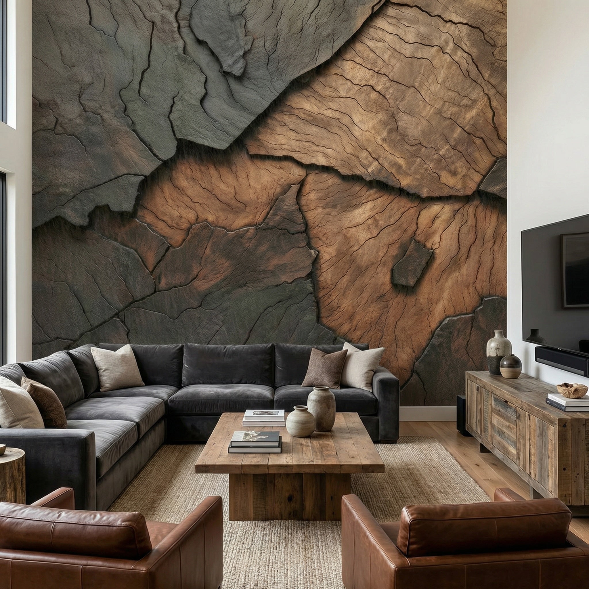 Bring the raw beauty of nature indoors with our Custom 3D Rustic Wood Texture Wallpaper from Nexus 3D Wallpaper!

Featuring dramatic cracked wood patterns, rich earthy browns, and deep charcoal tones, this stunning design creates a realistic 3D illusion that adds depth, warmth, and character to any space.

From cozy living rooms to stylish offices and modern commercial spaces, this feature wall is designed to make a statement!