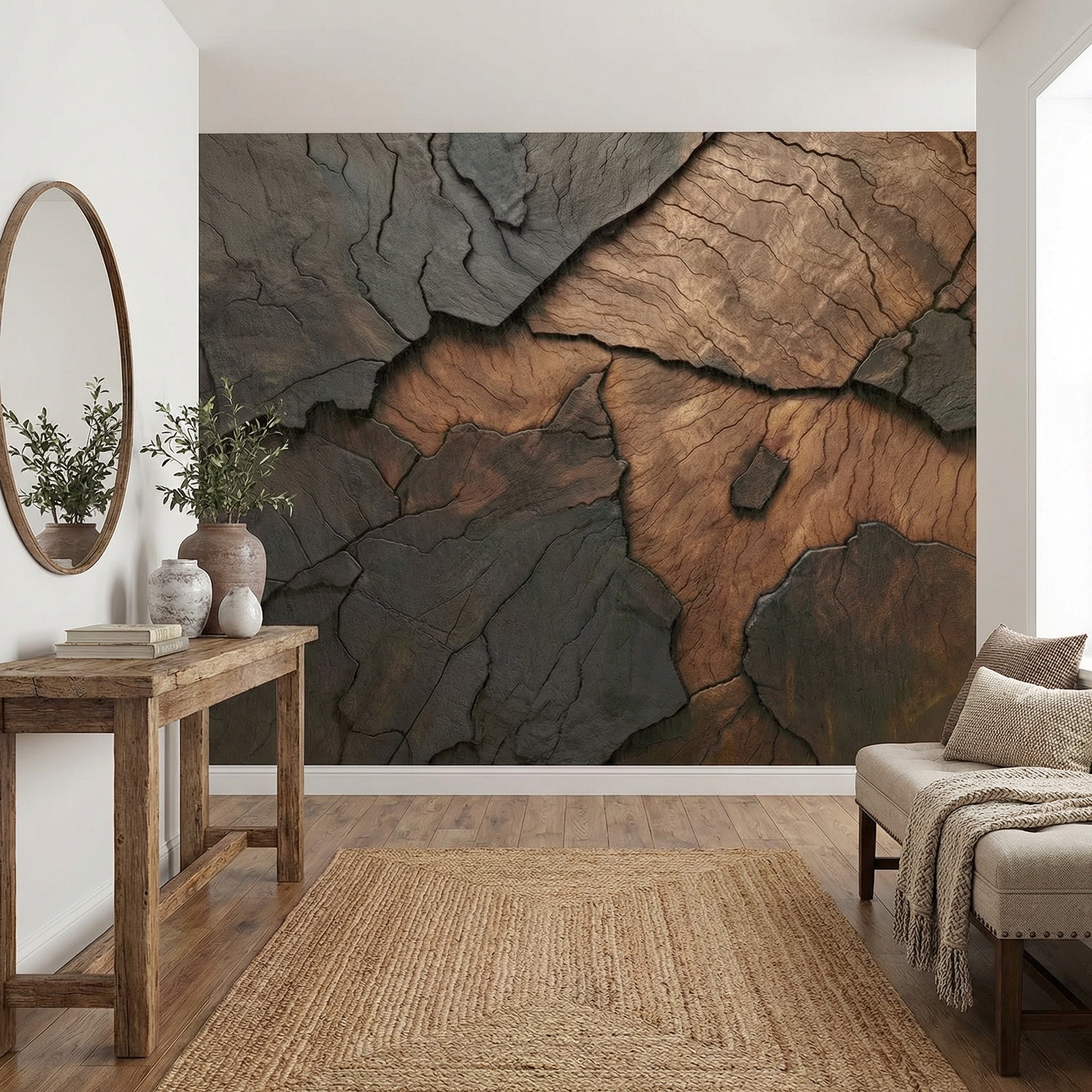 Bring the raw beauty of nature indoors with our Custom 3D Rustic Wood Texture Wallpaper from Nexus 3D Wallpaper!

Featuring dramatic cracked wood patterns, rich earthy browns, and deep charcoal tones, this stunning design creates a realistic 3D illusion that adds depth, warmth, and character to any space.

From cozy living rooms to stylish offices and modern commercial spaces, this feature wall is designed to make a statement!