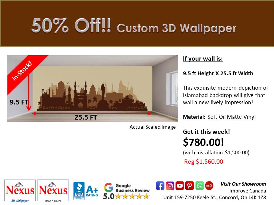 In-Stock Custom 3D Wallpaper City of Islamabad SKU# WAL0613