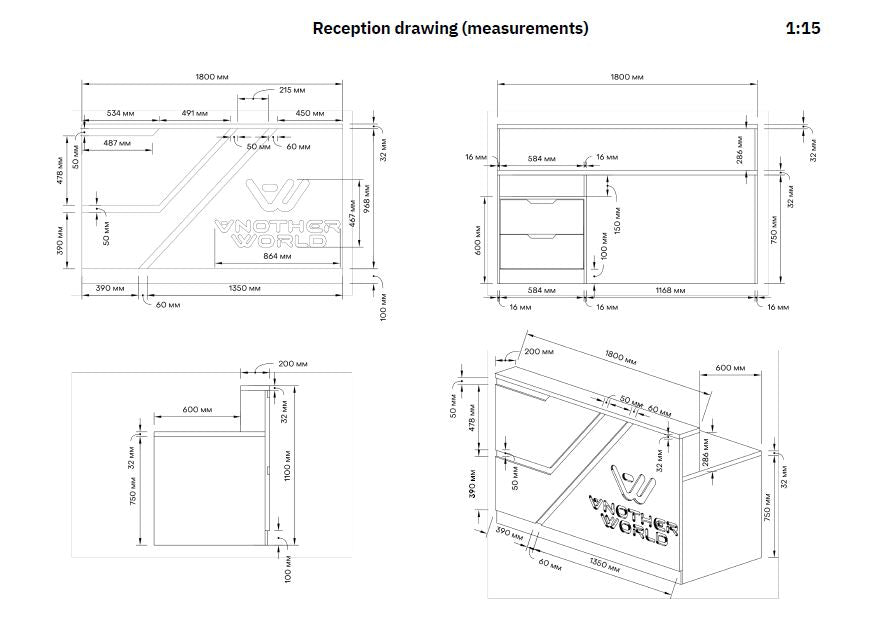 Another World Reception Desk - Custom Made SKU# AWVR001