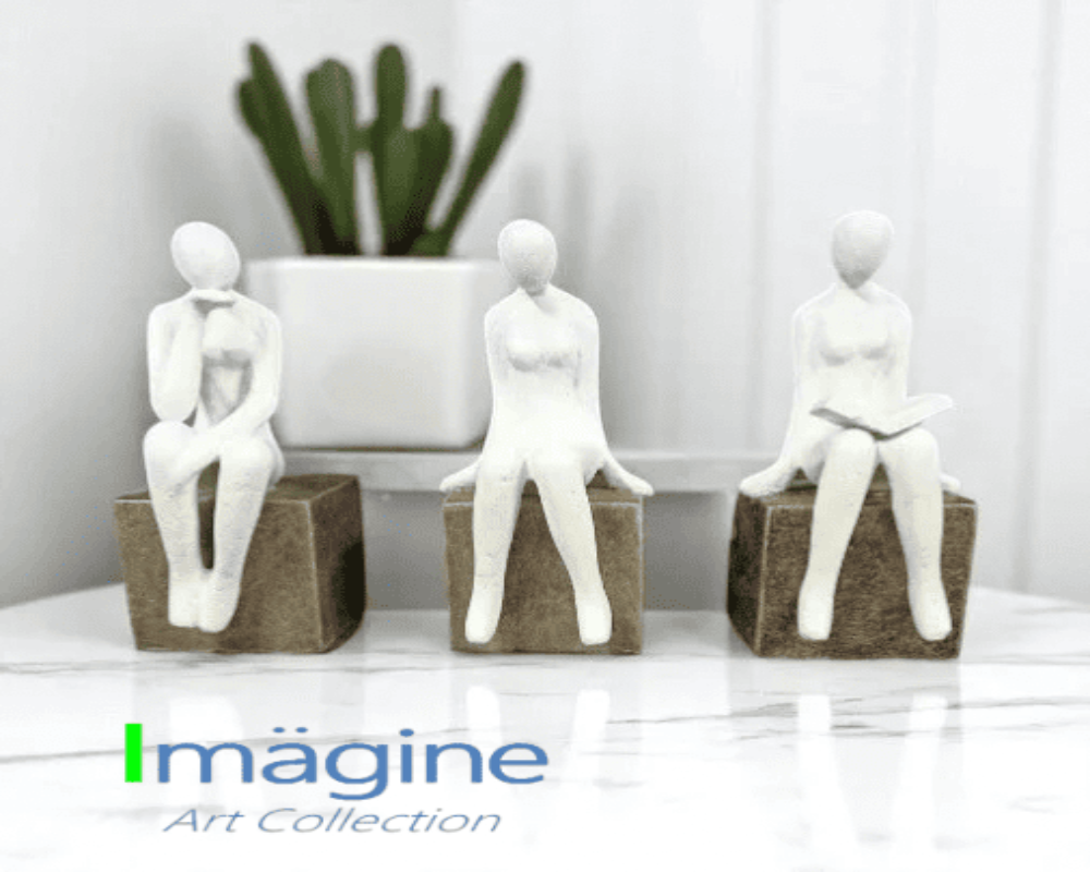 Trio of Modern Grace Stonecast Sculpture Figurine