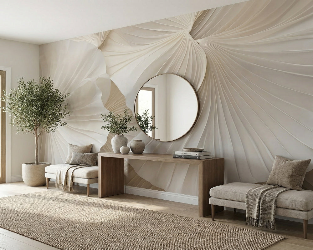 3D Wallpaper Elegant Cream Wave