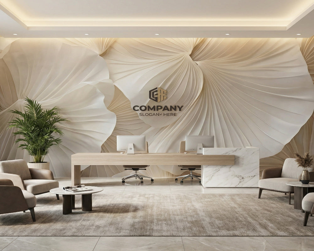 3D Wallpaper Elegant Cream Wave