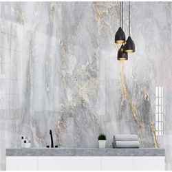 3D Wallpaper Golden Gray River Marble