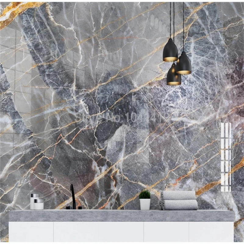 3D Wallpaper Gold Mystic Blues Marble