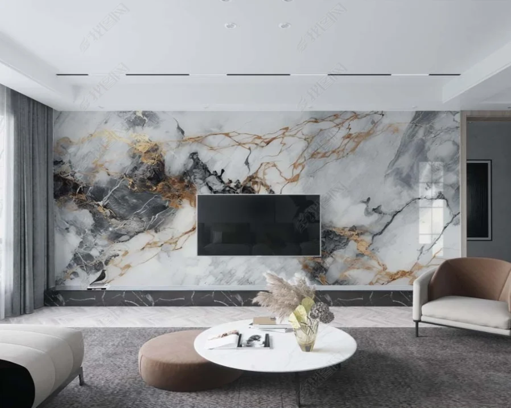 3D Wallpaper Golden Ravish Marble