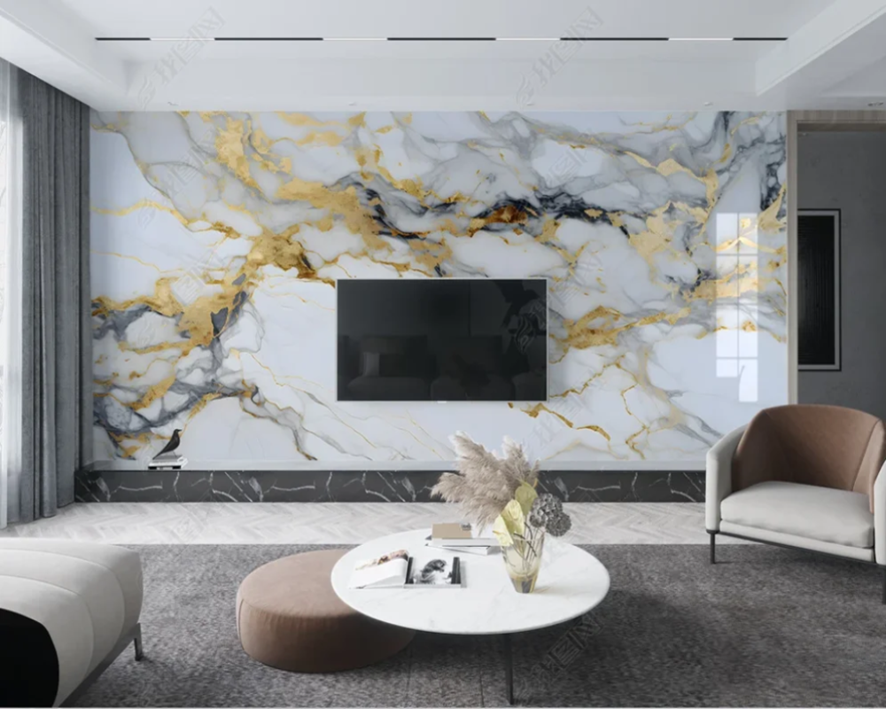 3D Wallpaper Smystic Gold Marble