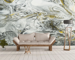 3D Wallpaper White and Gold Sky Marble