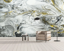 3D Wallpaper White and Gold Sky Marble