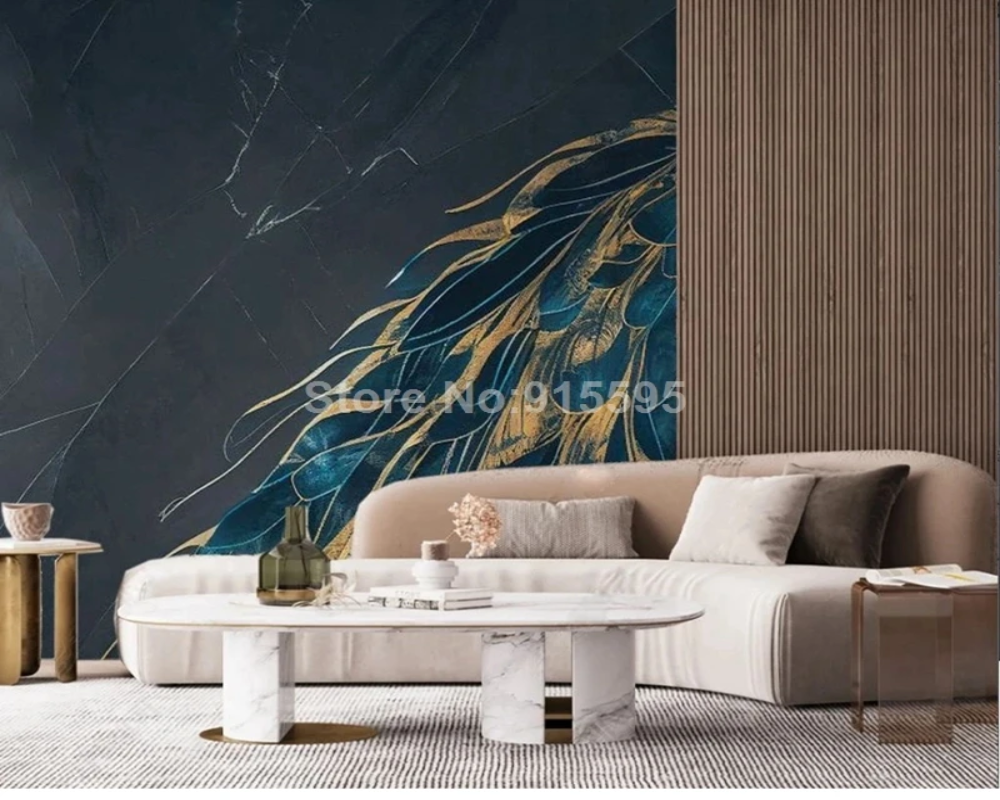 3D Wallpaper Golden Peacock Mystery