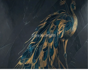 3D Wallpaper Golden Peacock Mystery SKU# WAL0454