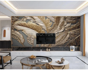 3D Wallpaper Golden Banana Tree Plant SKU# WAL0458