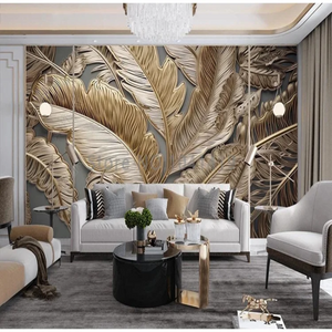 3D Wallpaper Golden Banana Tree Plant SKU# WAL0458