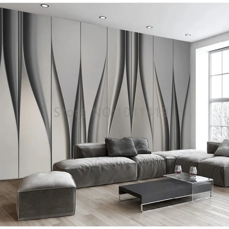 3D Wallpaper Mystic Gray Lines