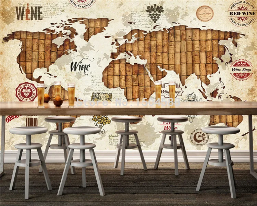 3D Wallpaper Bamboo World Map SKU# WAL0482