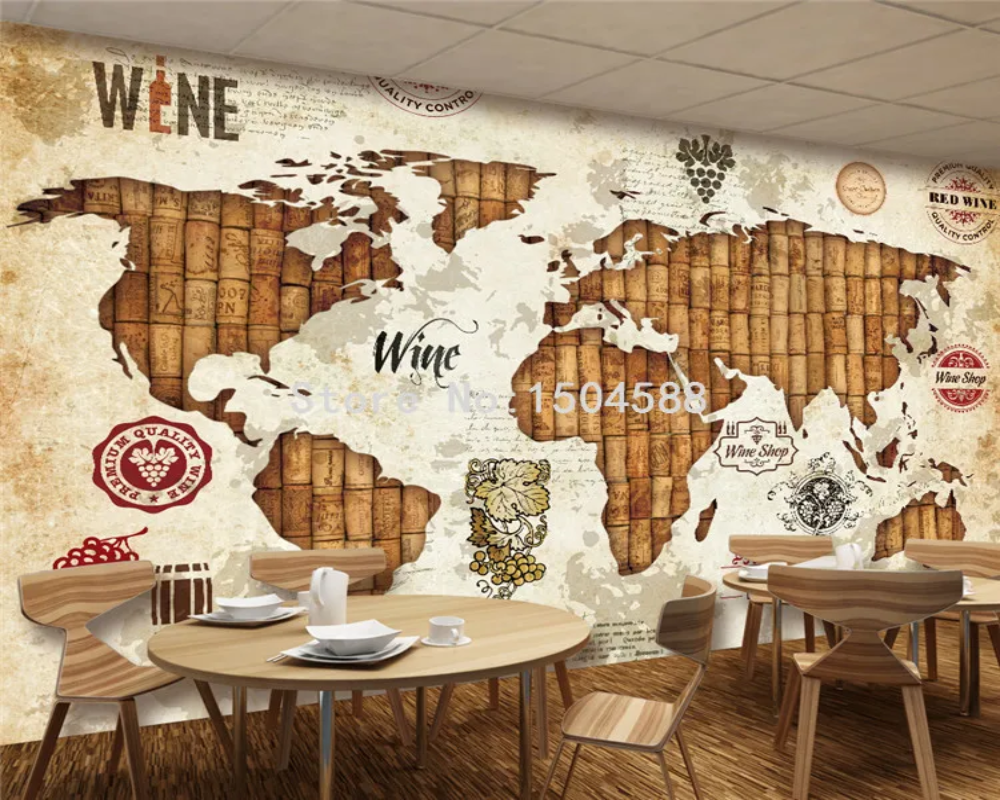 3D Wallpaper Bamboo World Map SKU# WAL0482